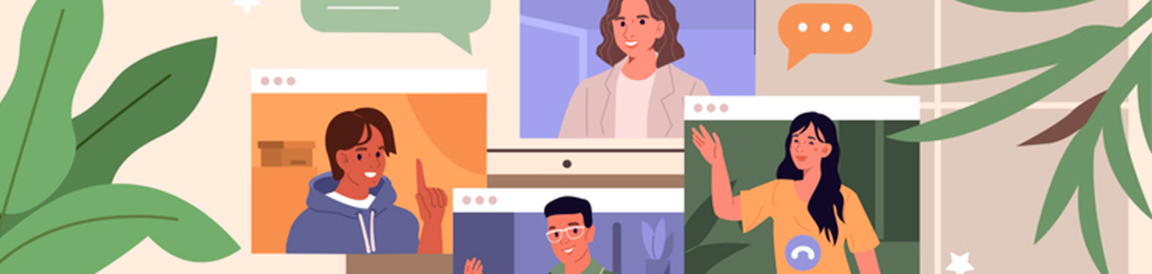 banner for SVA with graphics of people